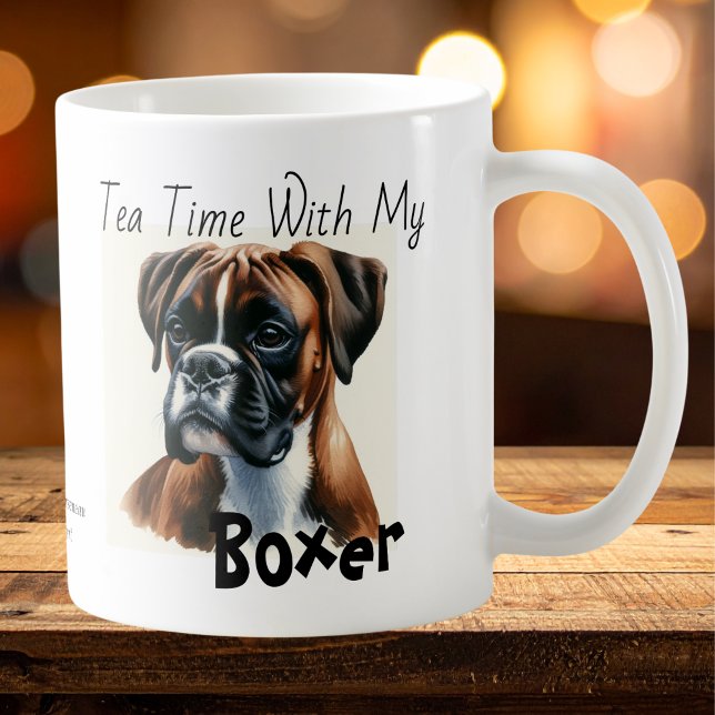 Cute Browns Tea Time With My Boxer  Coffee Mug (Creator Uploaded)
