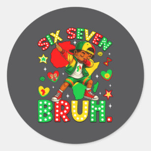 Cute Bruh History Dabbing 67 African American Seve Classic Round Sticker