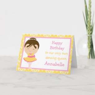 Cute Brunette Ballerina Birthday Card