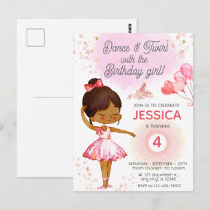 Cute Brunette Ballerina girl birthday ballet  Postcard
