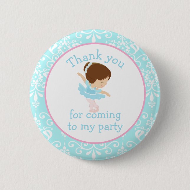 Cute Brunette Ballerina 'I went to' 6 Cm Round Badge (Front)