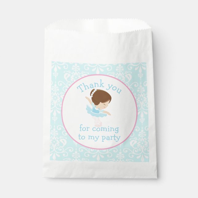 Cute Brunette Ballerina 'I went to' Favour Bag (Front)