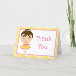 Cute Brunette Ballerina Thank You Card
