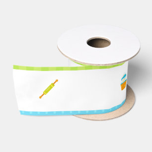 Cute Brunette Boy Baking Satin Ribbon