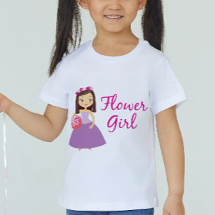 Cute Brunette Flower Girl With Flower Basket Baby T-Shirt