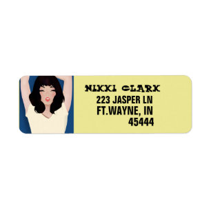 CUTE BRUNETTE GIRL RETURN ADDRESS LABELS
