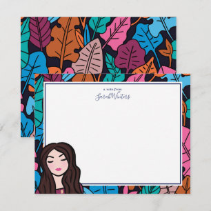 Cute Brunette Light Skin Tone Stationery Card