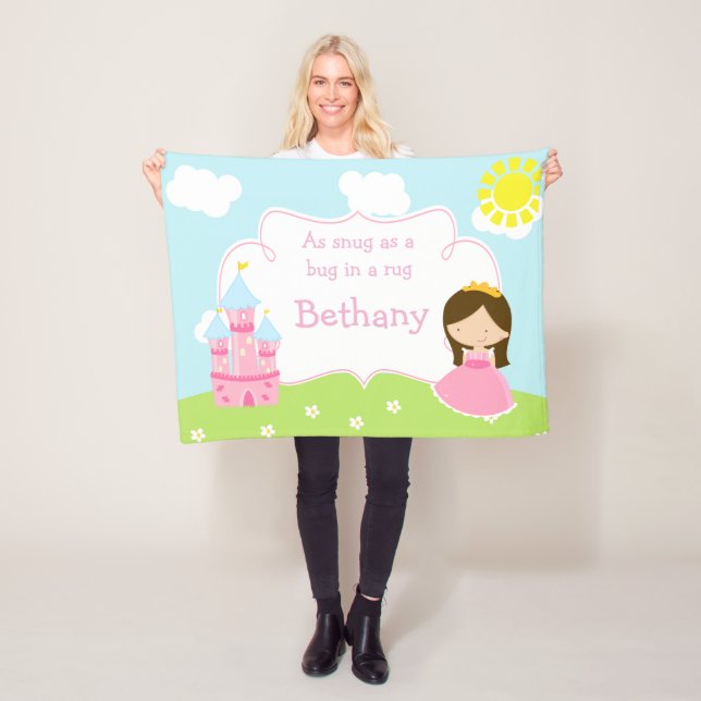 Cute Brunette Our Little Princess Fleece Blanket (In Situ)