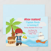 Cute Brunette Pirate Eye Patch Boy Birthday Party