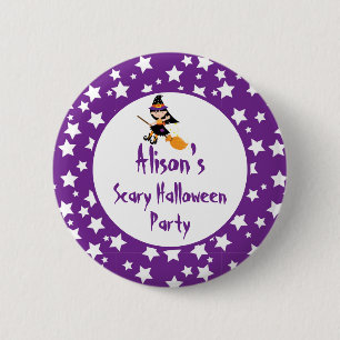 Cute Brunette Witch Halloween Party 6 Cm Round Badge