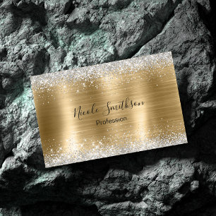 Cute brushed gold faux silver glitter 	Magnetic business card