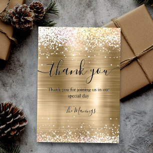 Cute brushed gold faux silver glitter thank you  card