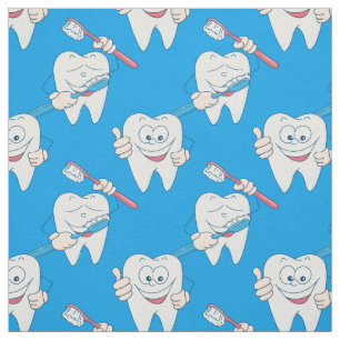 Cute Brushing Teeth Pattern Fabric