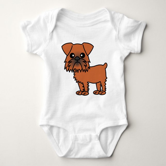 Cute Brussels Griffon Cartoon Baby Bodysuit (Front)