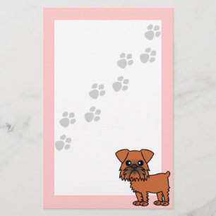 Cute Brussels Griffon Cartoon  - Pawprint Pink Stationery