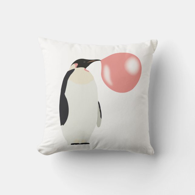 Cute Bubble Gum Penguin Blowing Bubble Cushion (Front)