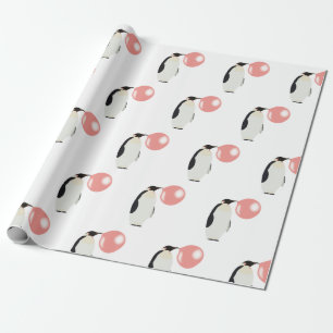 Cute Bubble Gum Penguin Blowing Bubble Wrapping Paper