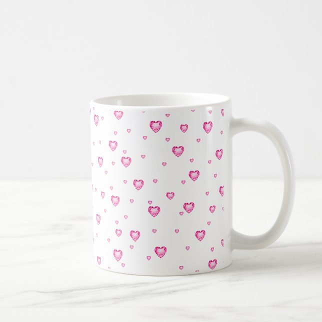 Cute Bubble Gum Pink Valentines Hearts Pattern Coffee Mug (Right)