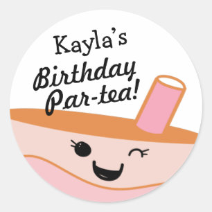 Cute Bubble Tea Boba Birthday Party  Classic Round Sticker
