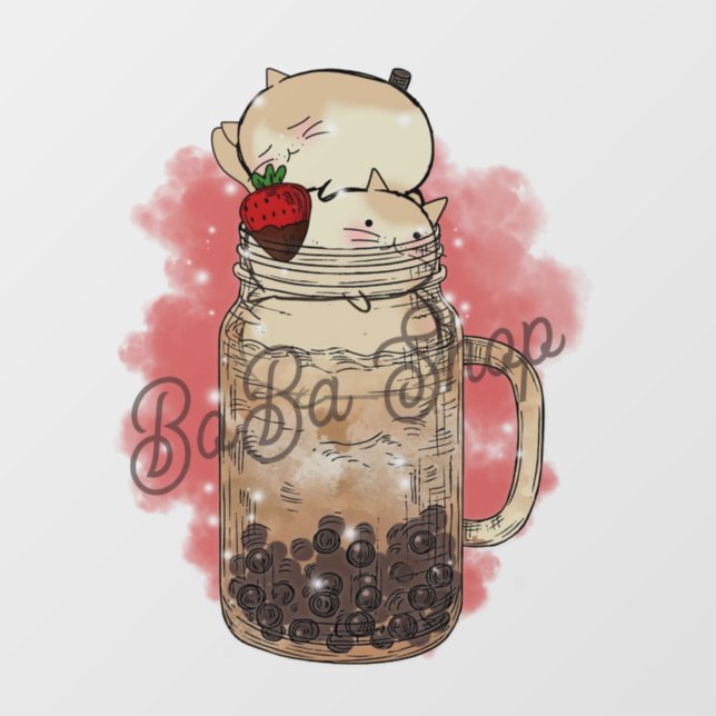  Cute bubble tea, boba tea (Sheet)