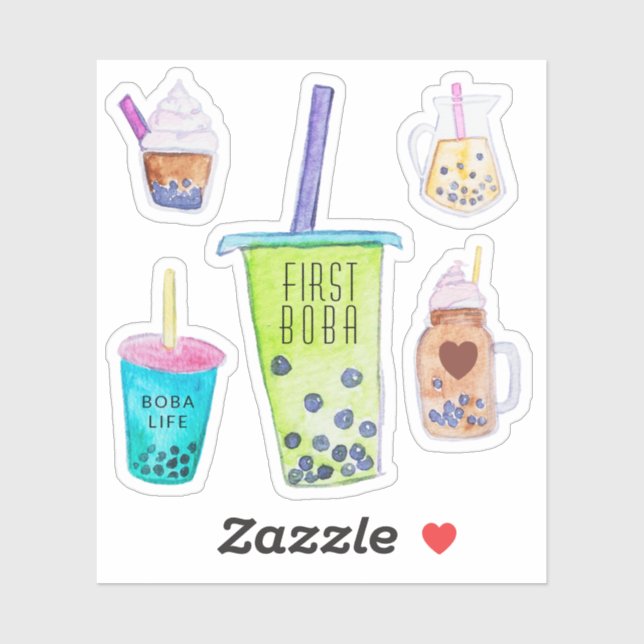 Cute Bubble Tea First Boba Life Sticker Collection (Sheet)