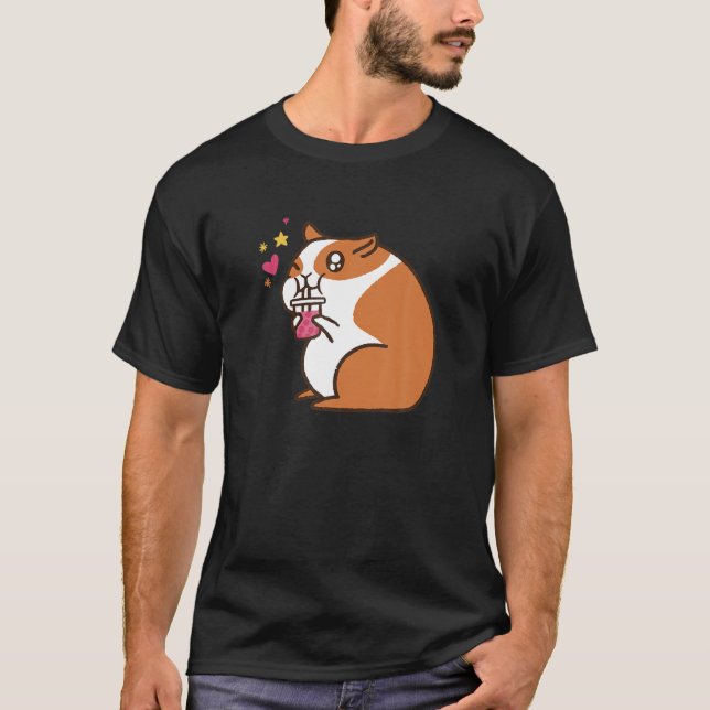 Cute Bubble Tea Hamster Drinks Boba Animals T-Shirt (Front)