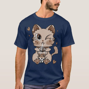 Cute Bubble Tea Kawaii Cat amel Tapioca T-Shirt