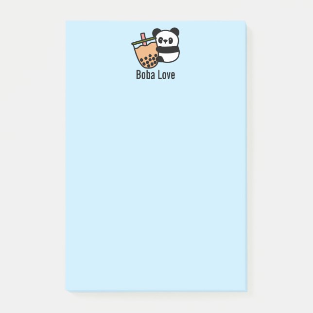 Cute Bubble Tea & Panda Bear Post-it Notes (Front)