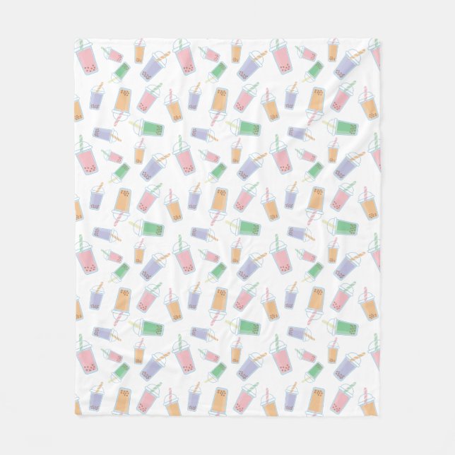 Cute Bubble Tea Pattern Pastel Soft Colours Baby Fleece Blanket (Front)