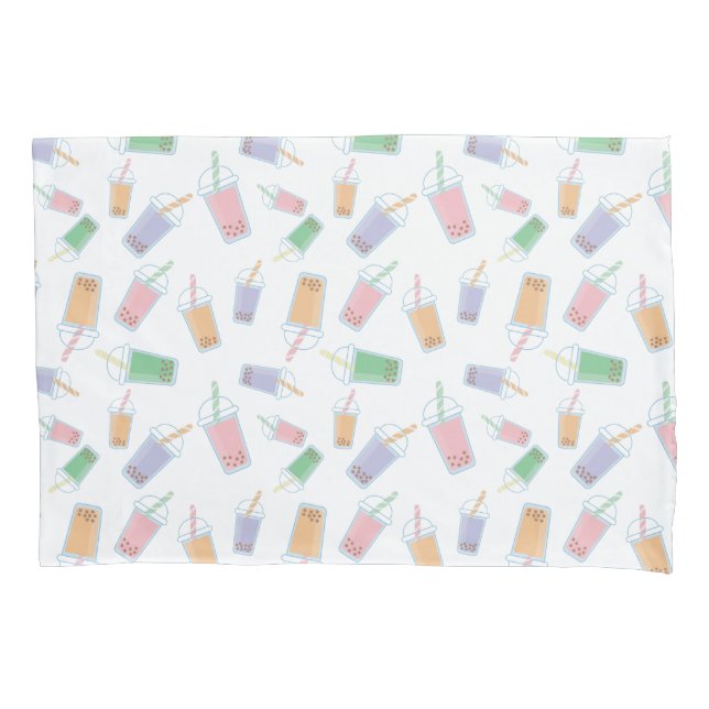 Cute Bubble Tea Pattern Pastel Soft Colours Baby Pillowcase (Front)