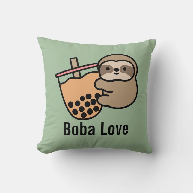 Cute Bubble Tea & Sloth Cushion (Front)