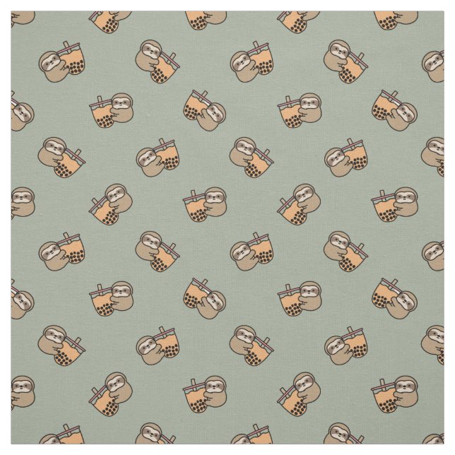 Cute Bubble Tea & Sloth Fabric (Swatch)
