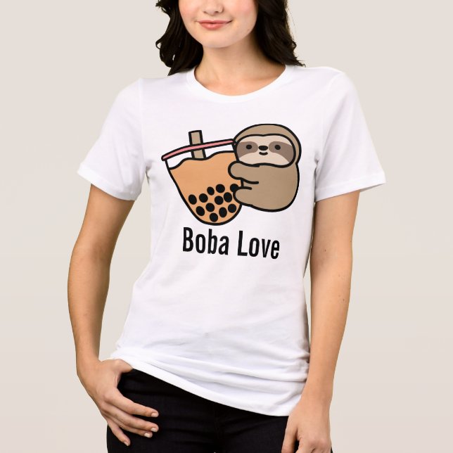 Cute Bubble Tea & Sloth Tri-Blend Shirt (Front)