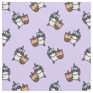Cute Bubble Tea & Unicorn Fabric