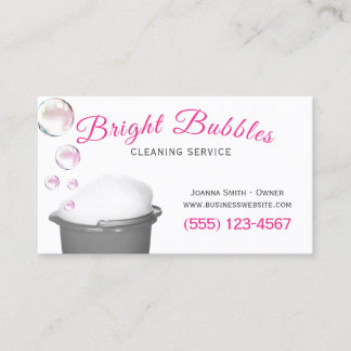 Cute Bubbles Bucket Cleaning Housecleaning Service Business Card