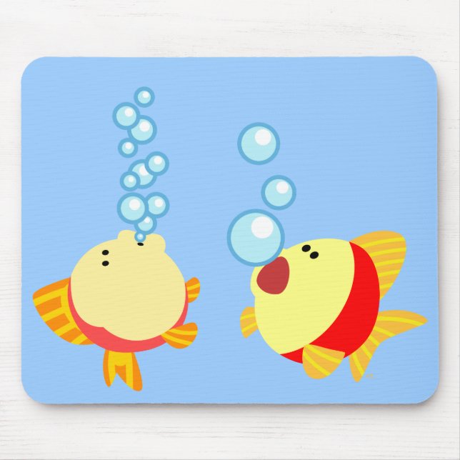 Cute Bubbling Cartoon Fish Mousepad (Front)