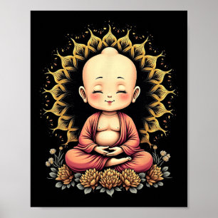 Cute Buddha By Meditating Peaceful Yoga Design _2 Poster