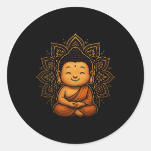 Cute Buddha By Meditating Peaceful Yoga Design Classic Round Sticker