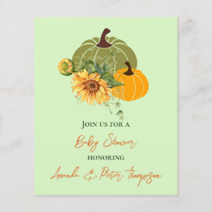 Cute Budget Pumpkin Sunflowers Yellow Baby Shower