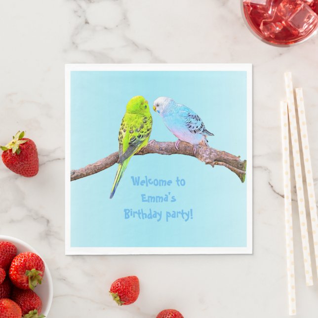 Cute budgie couple - personalizable napkins (Insitu)
