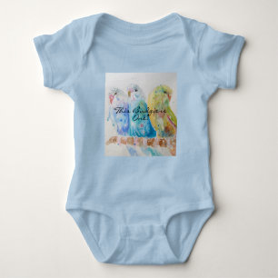 Cute Budgie First Birthday Pastel Bird Baby Birds Bodysuit