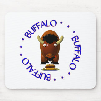 Cute Buffalo with Beef on Weck and Buffalo Wings Mouse Pad