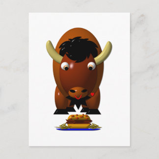 Cute Buffalo with Beef on Weck and Buffalo Wings Postcard