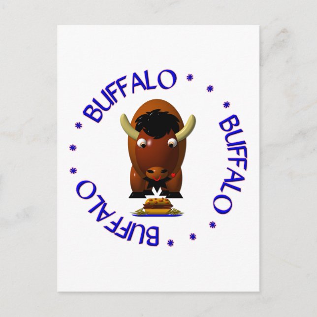 Cute Buffalo with Beef on Weck and Buffalo Wings Postcard (Front)