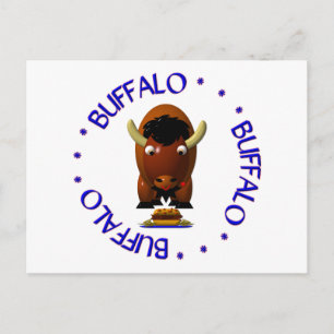 Cute Buffalo with Beef on Weck and Buffalo Wings Postcard
