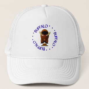 Cute Buffalo with Beef on Weck and Buffalo Wings Trucker Hat