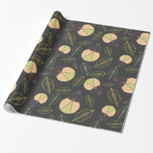 Cute bug and leaves seamless pattern wrapping paper