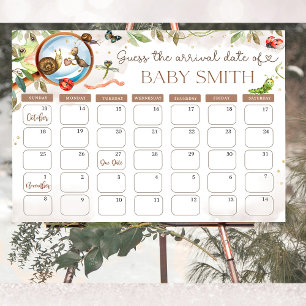 Cute Bug & Caterpillar Baby Shower guess date Poster