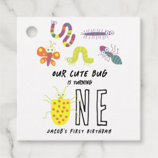 Cute Bug Worm Buttefly Kids 1st Birthday Party Favour Tags