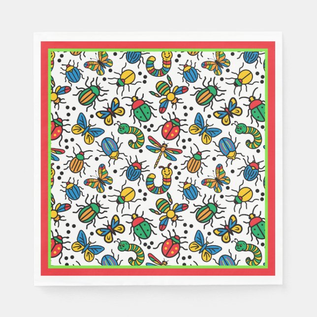 Cute Bugs and Insects Party Napkin (Front)